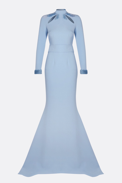 Anise Sequin Embellished Cutout Mermaid Maxi Dress - Blue