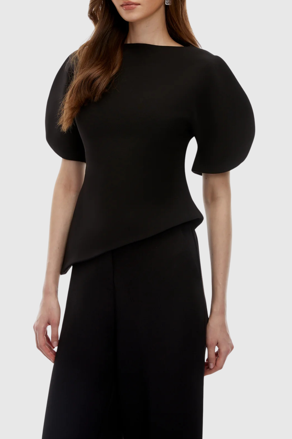 Aniya Puff Sleeve Top & Trousers Set - Black