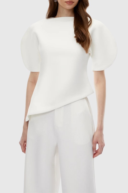 Aniya Puff Sleeve Top & Trousers Set - White