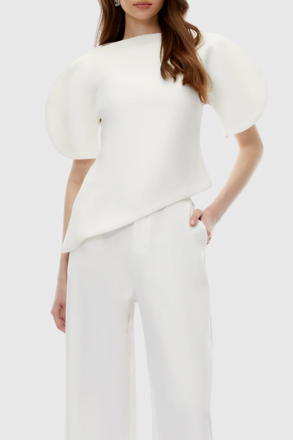 Aniya Puff Sleeve Top & Trousers Set - White
