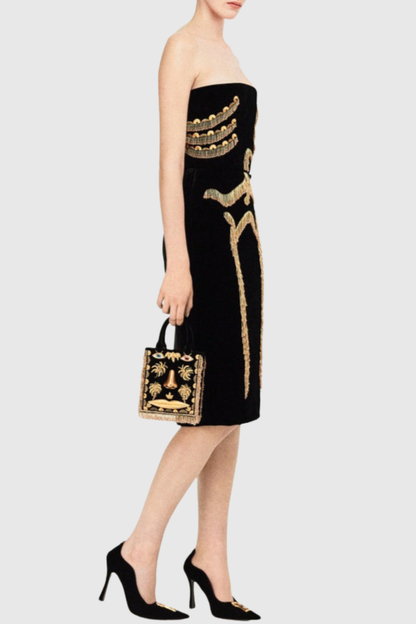 Annabet Strapless Embroidered Mini Dress