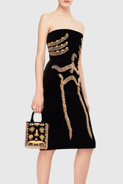 Annabet Strapless Embroidered Mini Dress