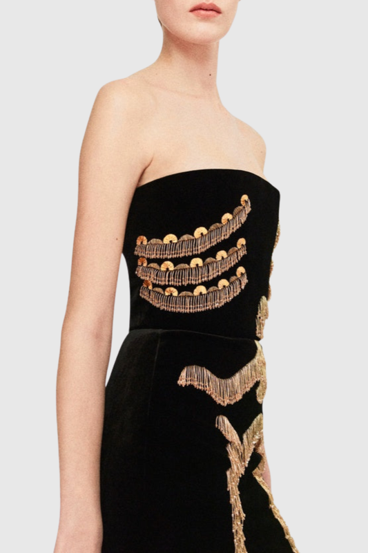 Annabet Strapless Embroidered Mini Dress