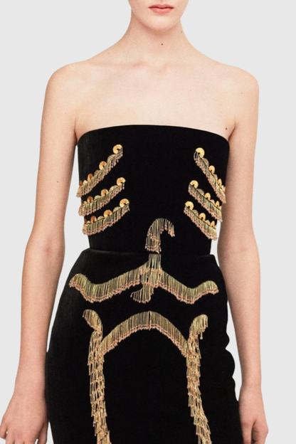 Annabet Strapless Embroidered Mini Dress