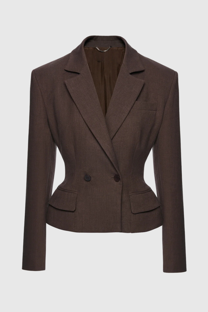 Annaka Peplum Blazer - Brown