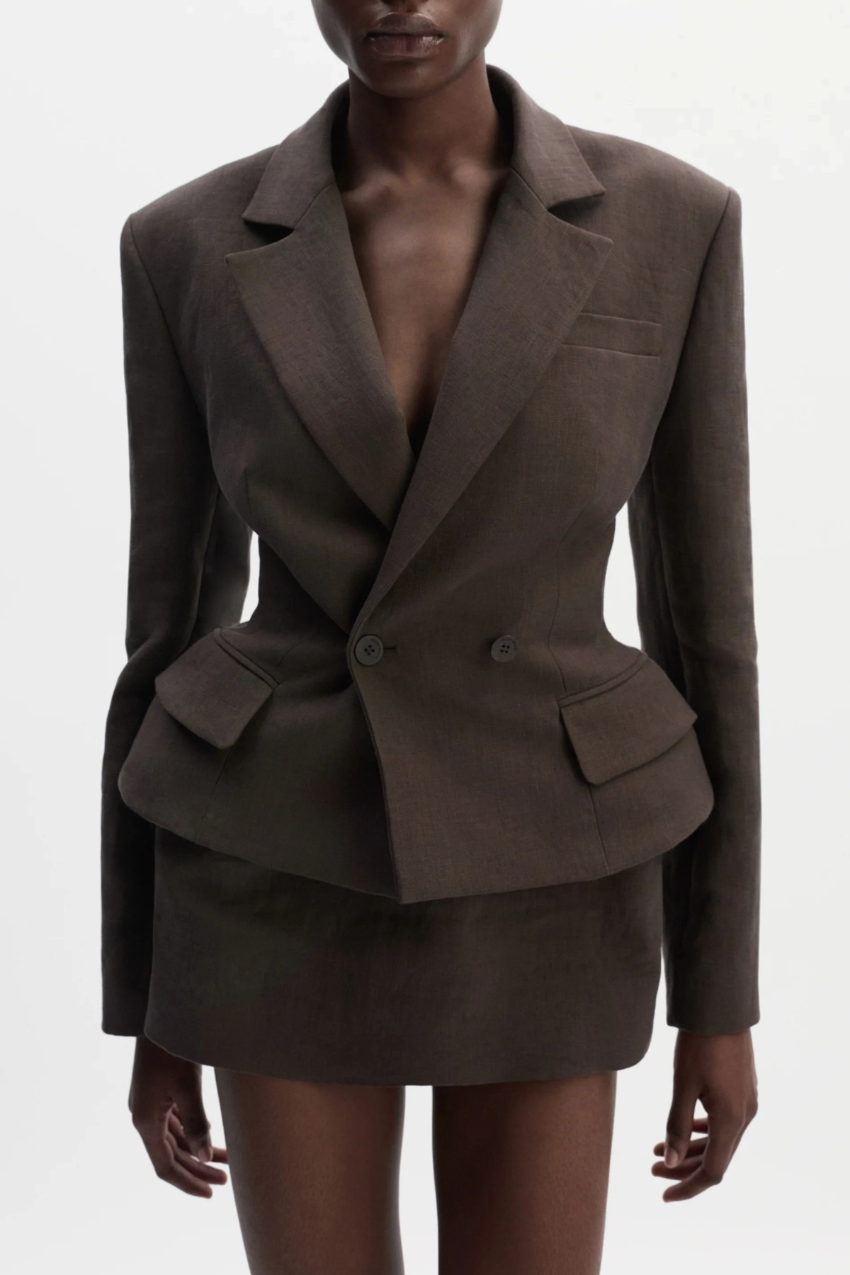Annaka Peplum Blazer - Brown