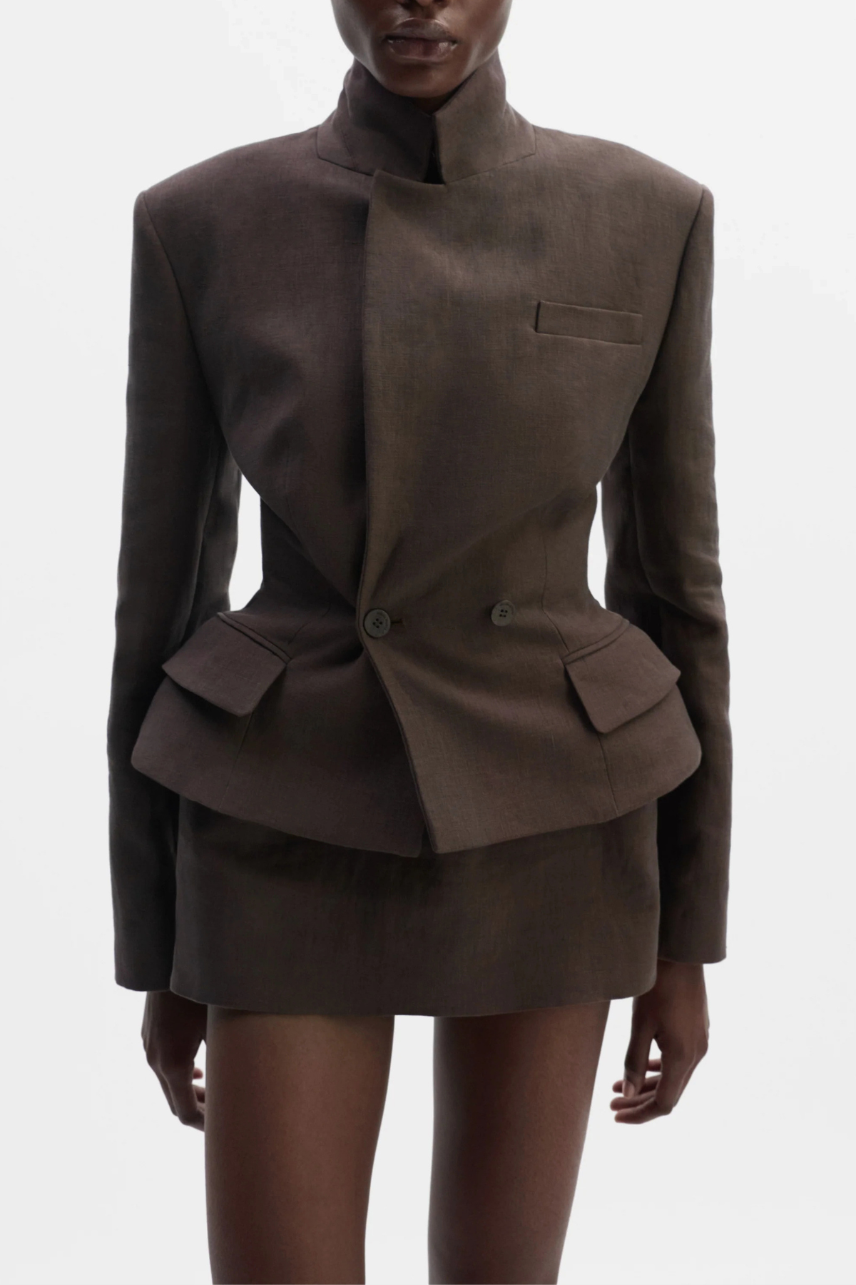 Annaka Peplum Blazer - Brown