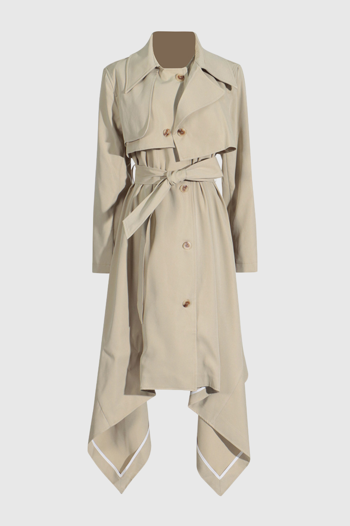 Annale Asymmetric Double Breasted Trench Coat