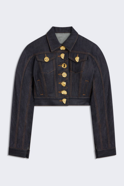 Annema Buttoned Embellished Denim Jacket