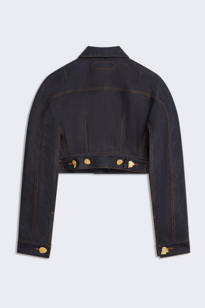 Annema Buttoned Embellished Denim Jacket