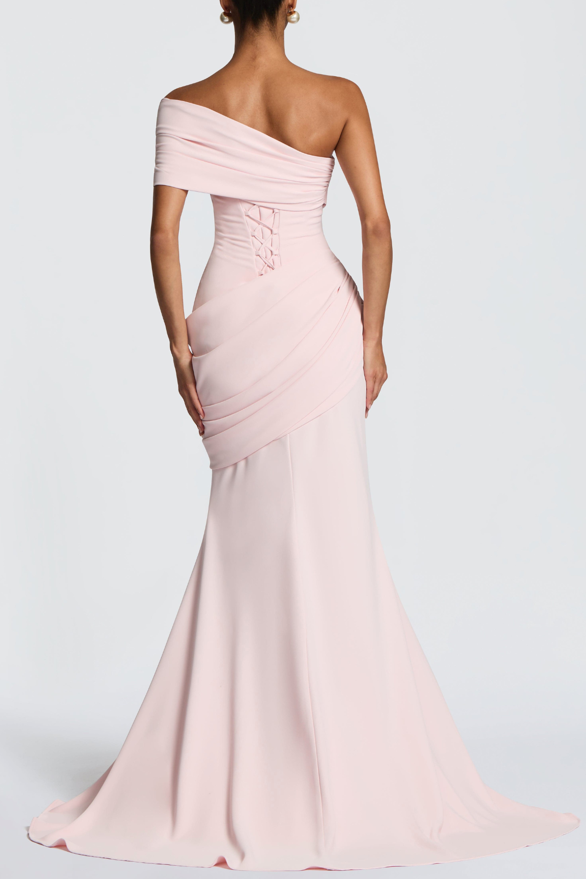 Ansley One Shoulder Draped Maxi Dress - Pink