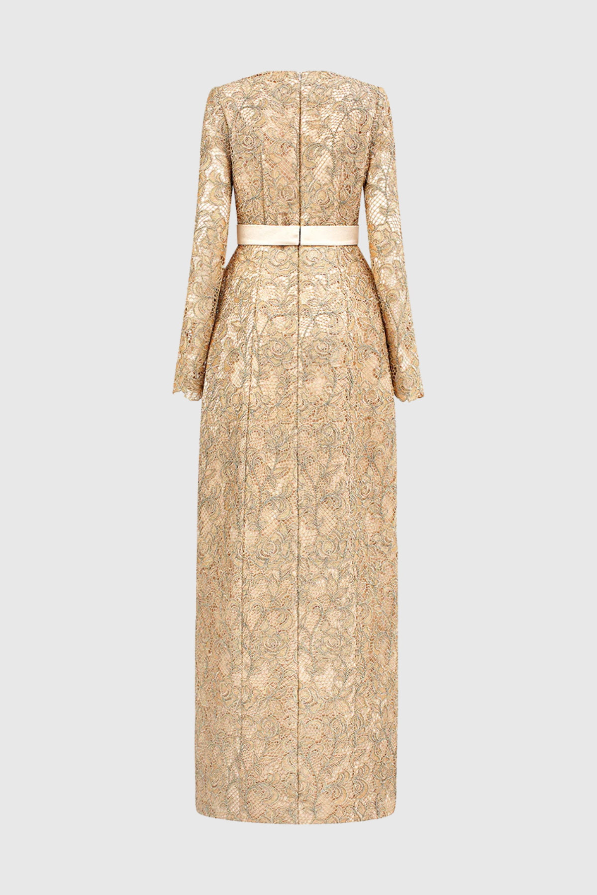 Anslie Lace Belted Maxi Dress