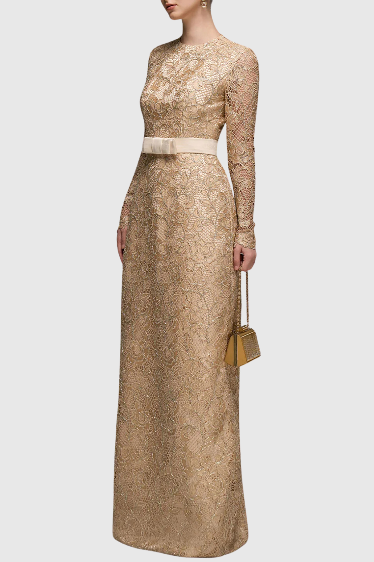 Anslie Lace Belted Maxi Dress