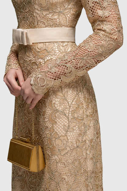 Anslie Lace Belted Maxi Dress