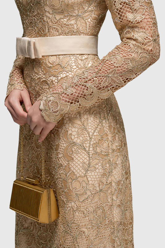 Anslie Lace Belted Maxi Dress