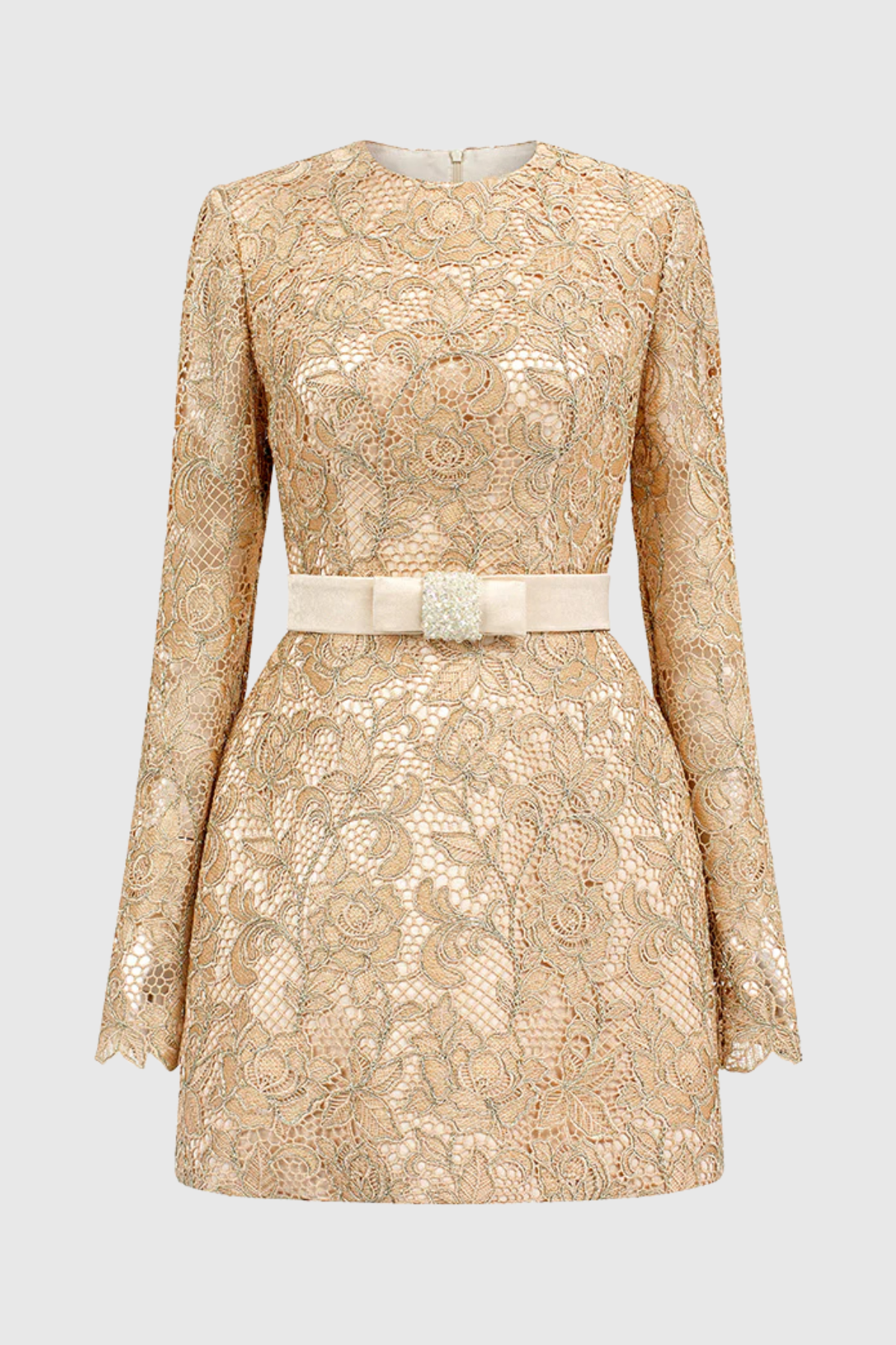 Anslie Lace Belted Mini Dress