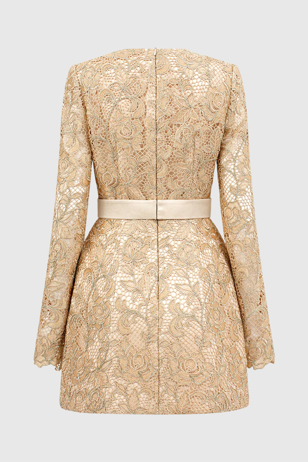 Anslie Lace Belted Mini Dress