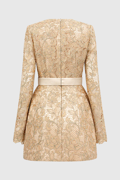Anslie Lace Belted Mini Dress
