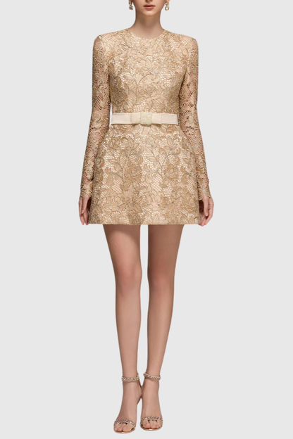 Anslie Lace Belted Mini Dress