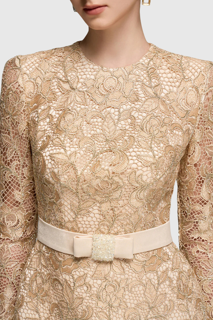 Anslie Lace Belted Mini Dress