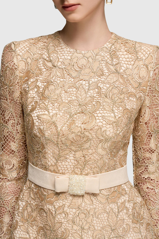 Anslie Lace Belted Mini Dress