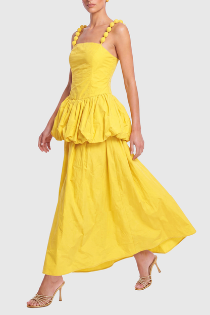 Antigoa Puffy Maxi Dress - Yellow