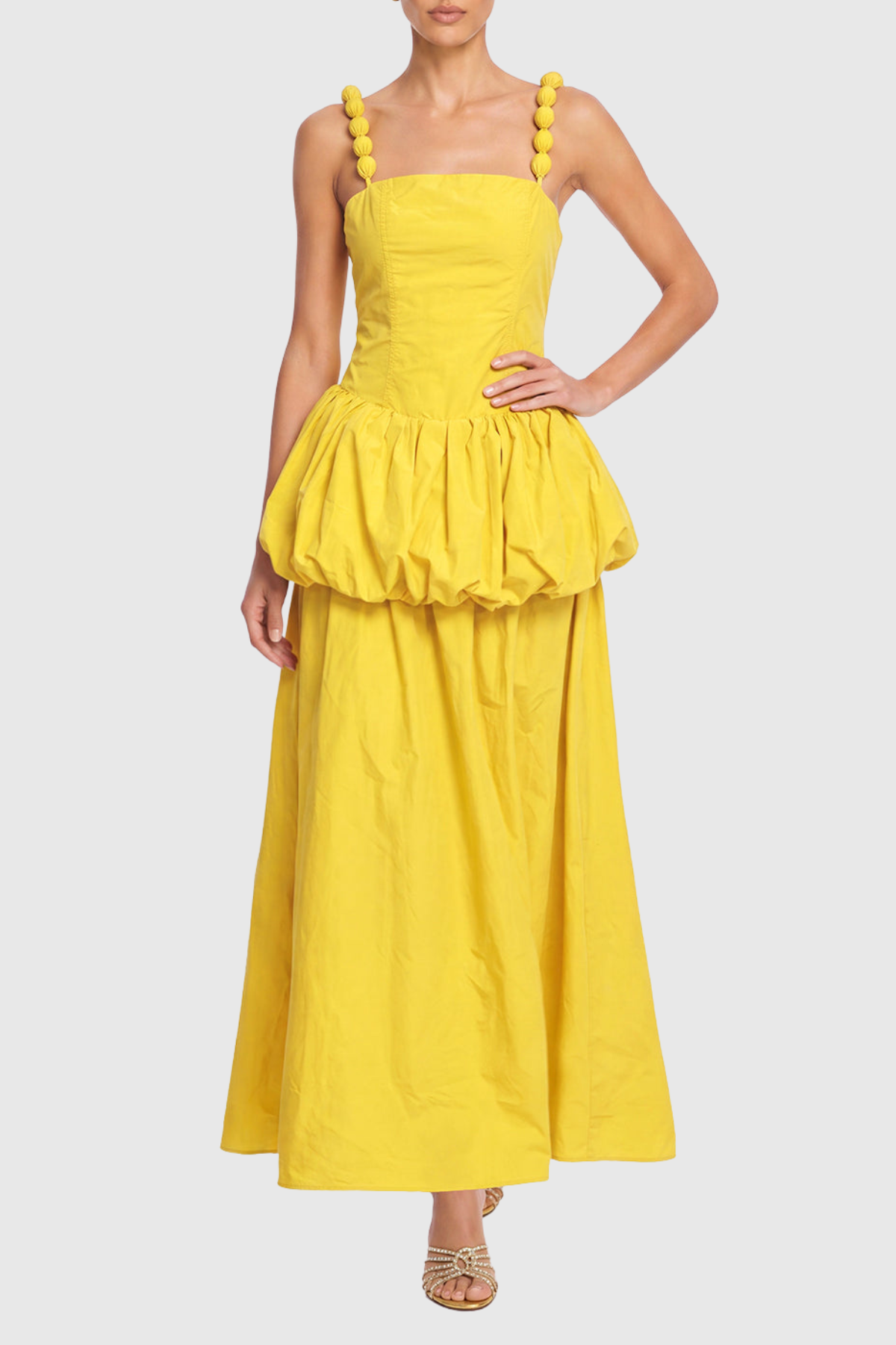 Antigoa Puffy Maxi Dress - Yellow