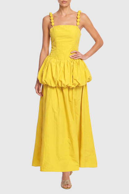 Antigoa Puffy Maxi Dress - Yellow