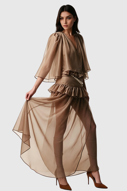 Aoiya Ruffle Top & Maxi Skirt Set
