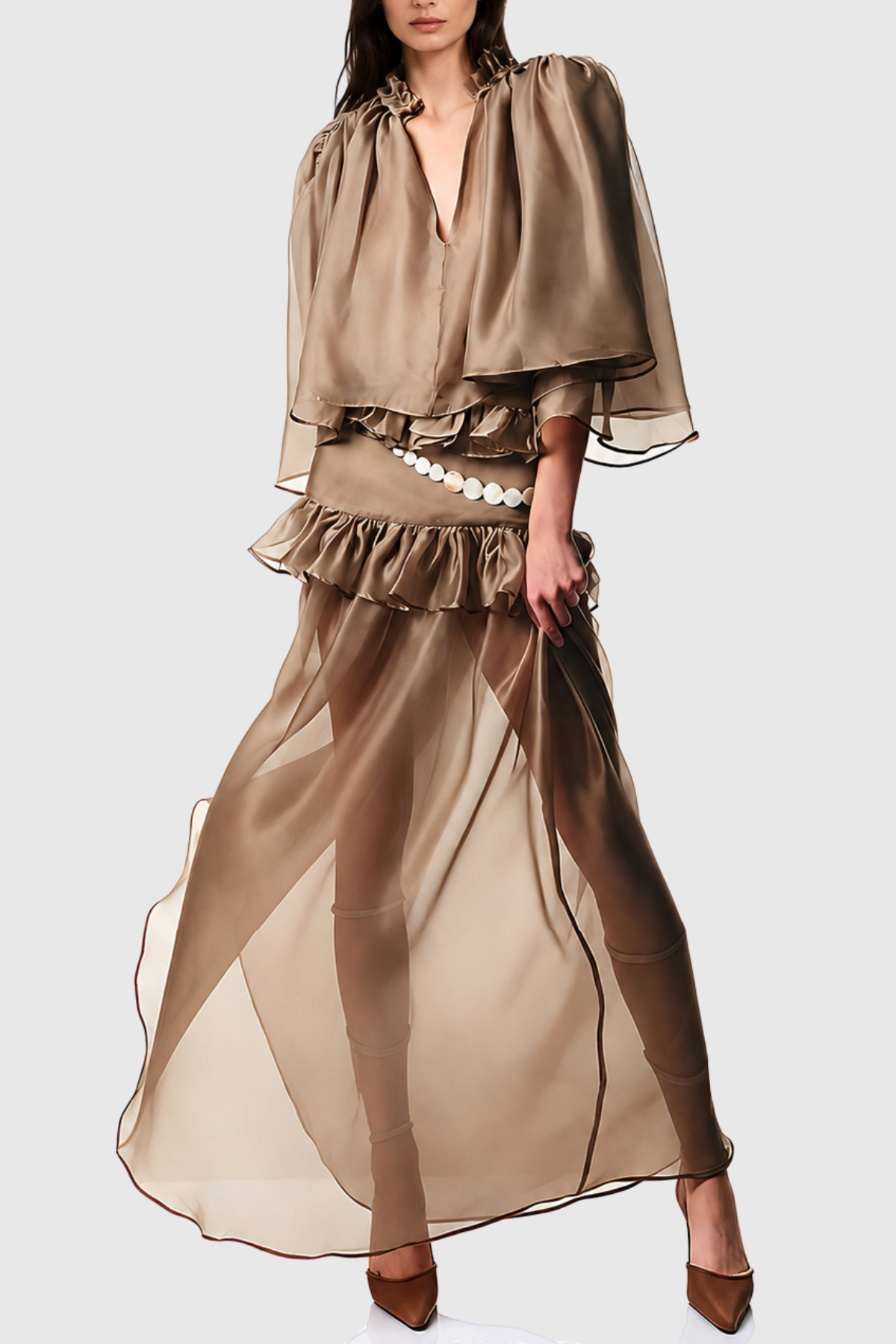 Aoiya Ruffle Top & Maxi Skirt Set