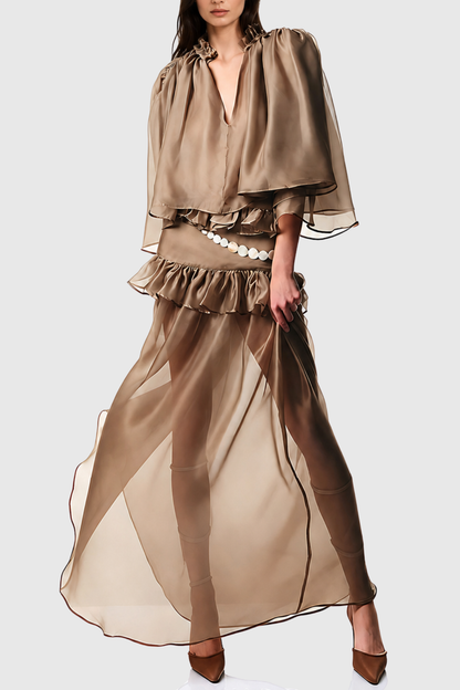 Aoiya Ruffle Top & Maxi Skirt Set