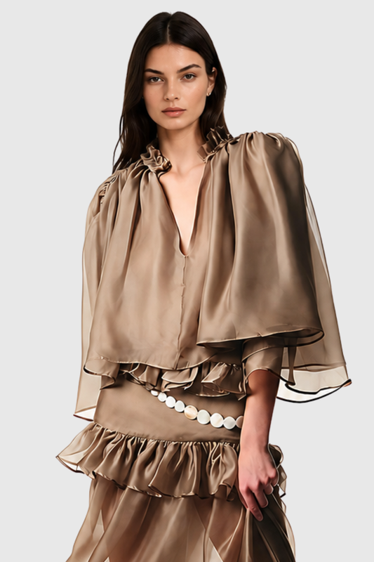 Aoiya Ruffle Top & Maxi Skirt Set