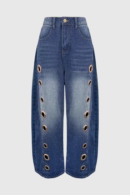 Aolbya Eyelets Jeans - Blue