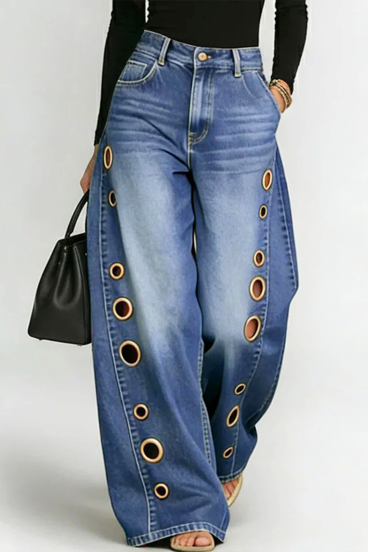 Aolbya Eyelets Jeans - Blue