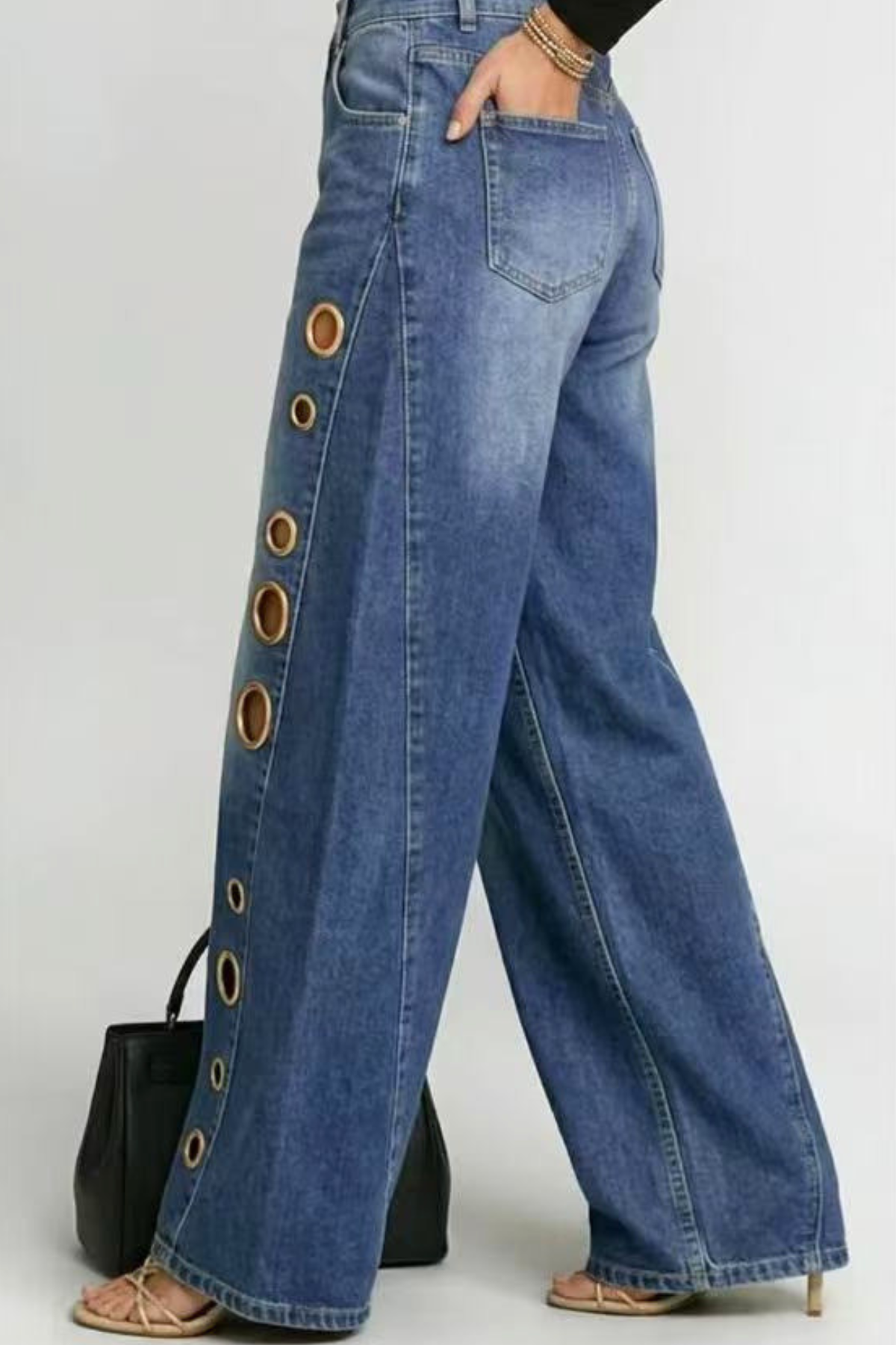 Aolbya Eyelets Jeans - Blue