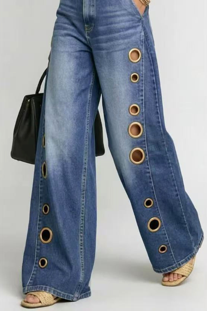 Aolbya Eyelets Jeans - Blue