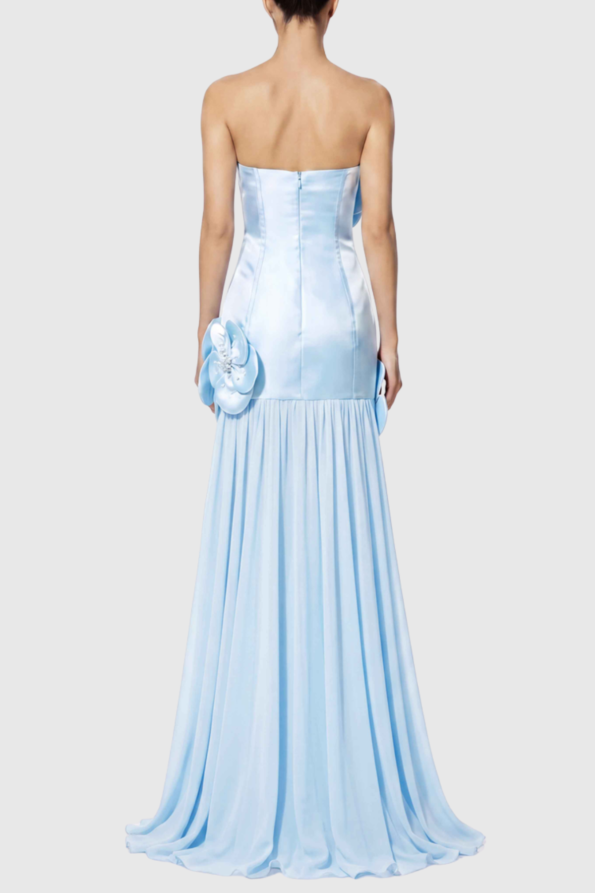 Aoora Floral Appliqué Strapless Maxi Dress