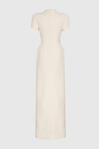 Aoseve Floral Crystal Embellished Midi Dress