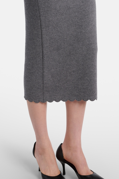 Apollina Scalloped Peplum Knit Midi Dress - Grey