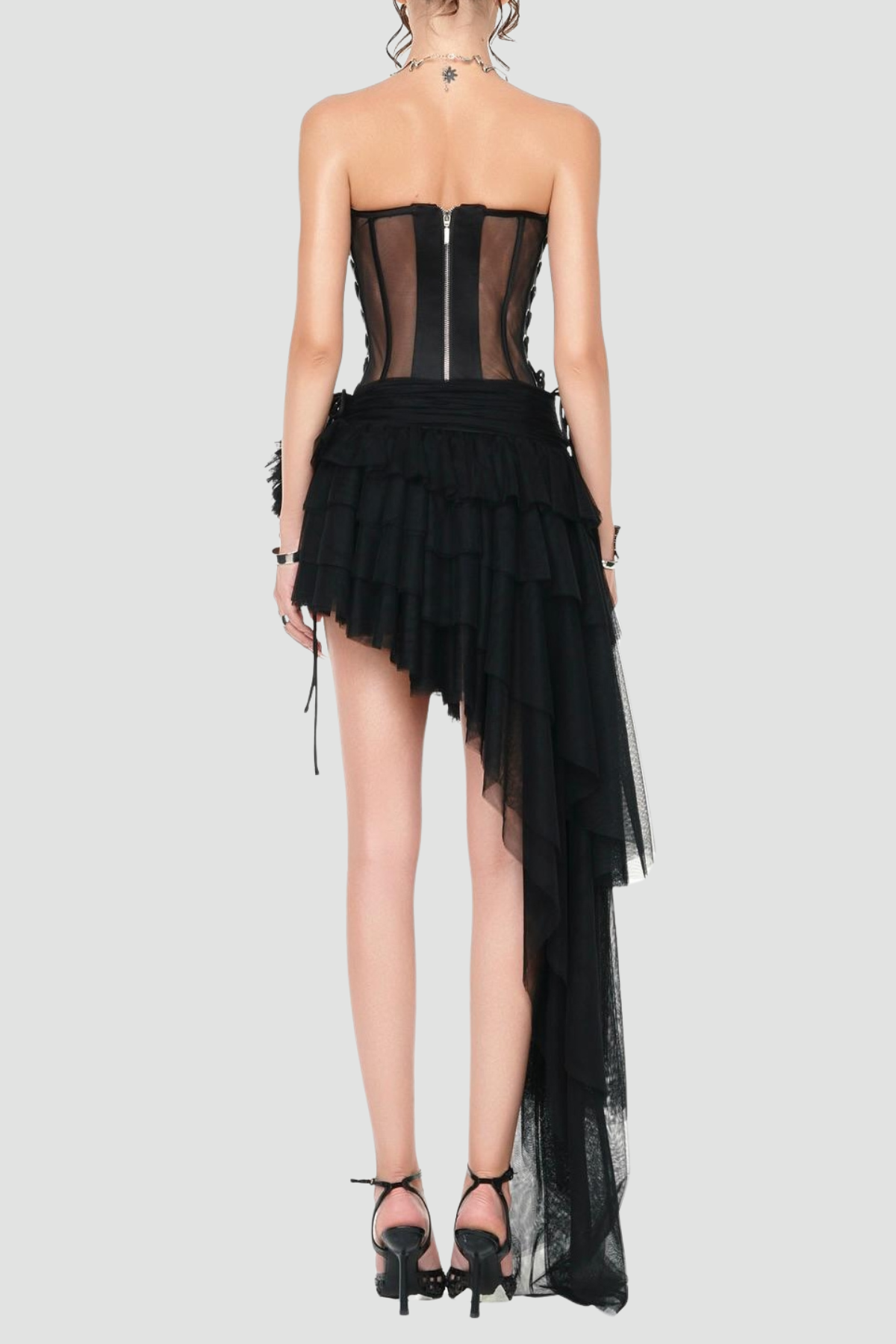 Apollo Mesh Corset Asymmetric Two Piece Set
