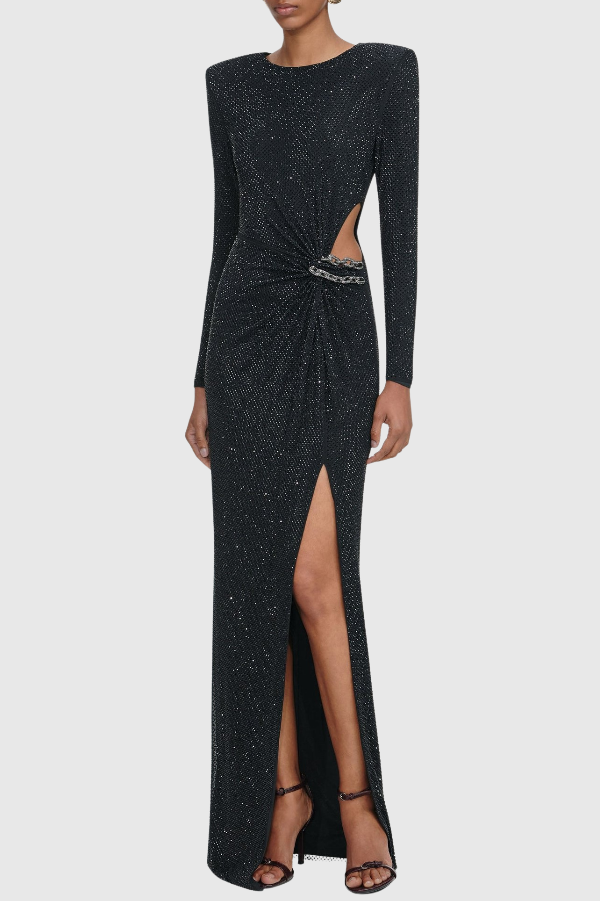 Aquila Crystal Embellished Cutout Maxi Dress - Black