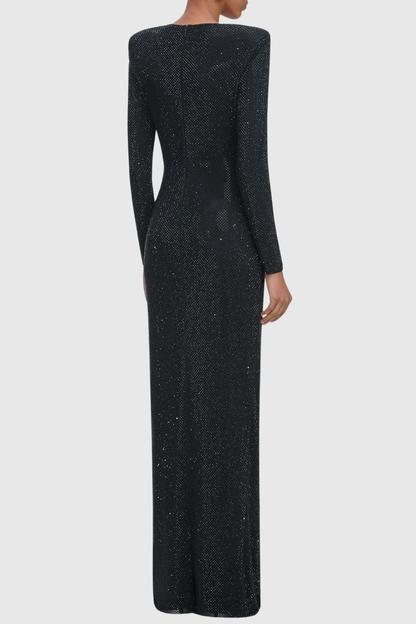 Aquila Crystal Embellished Cutout Maxi Dress - Black
