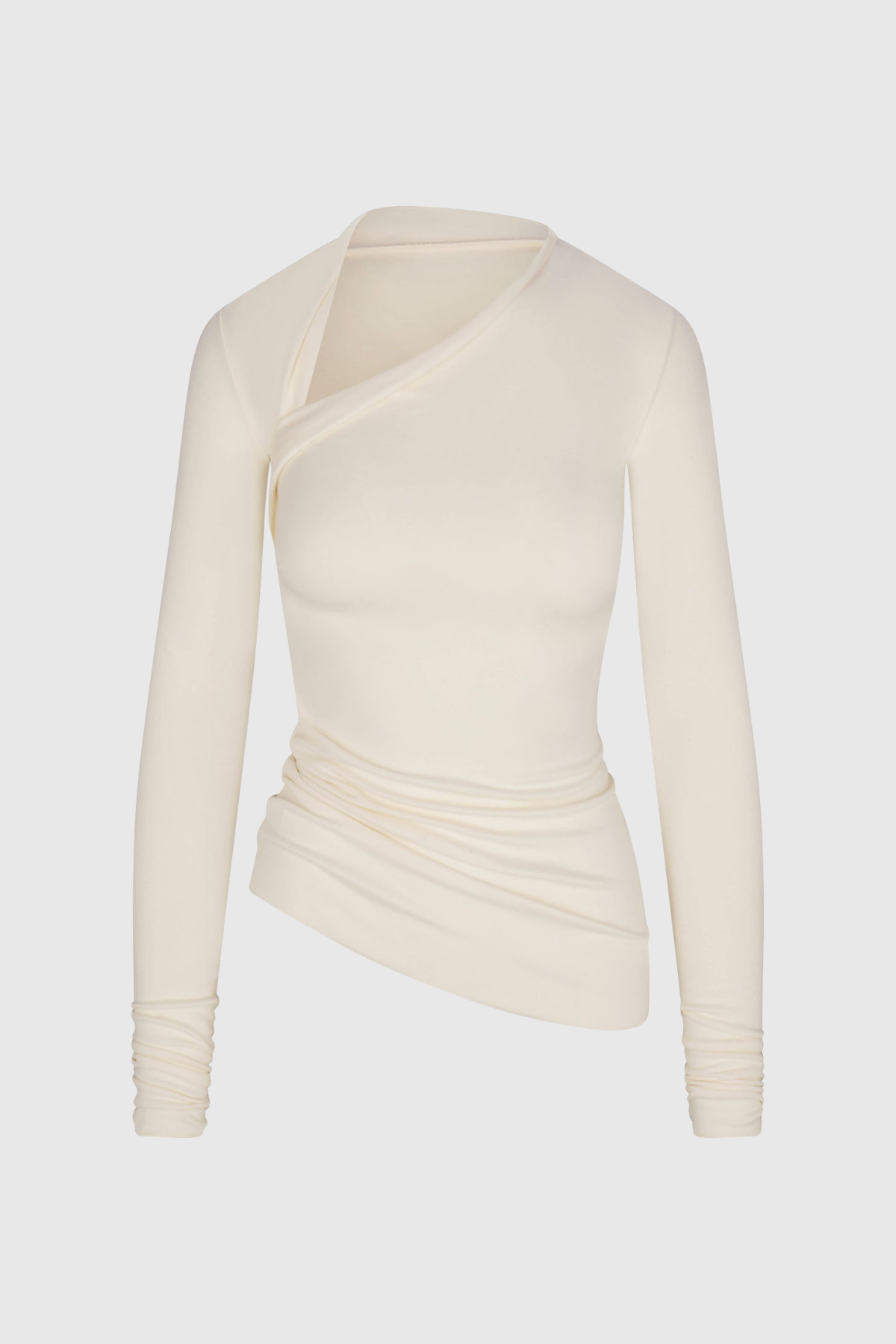 Araceli Asymmetric Long Sleeve Top - Beige