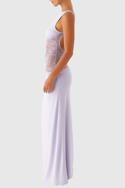Araluen Sleeveless Lace Backless Maxi Dress - Purple