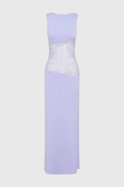 Araluen Sleeveless Lace Backless Maxi Dress - Purple