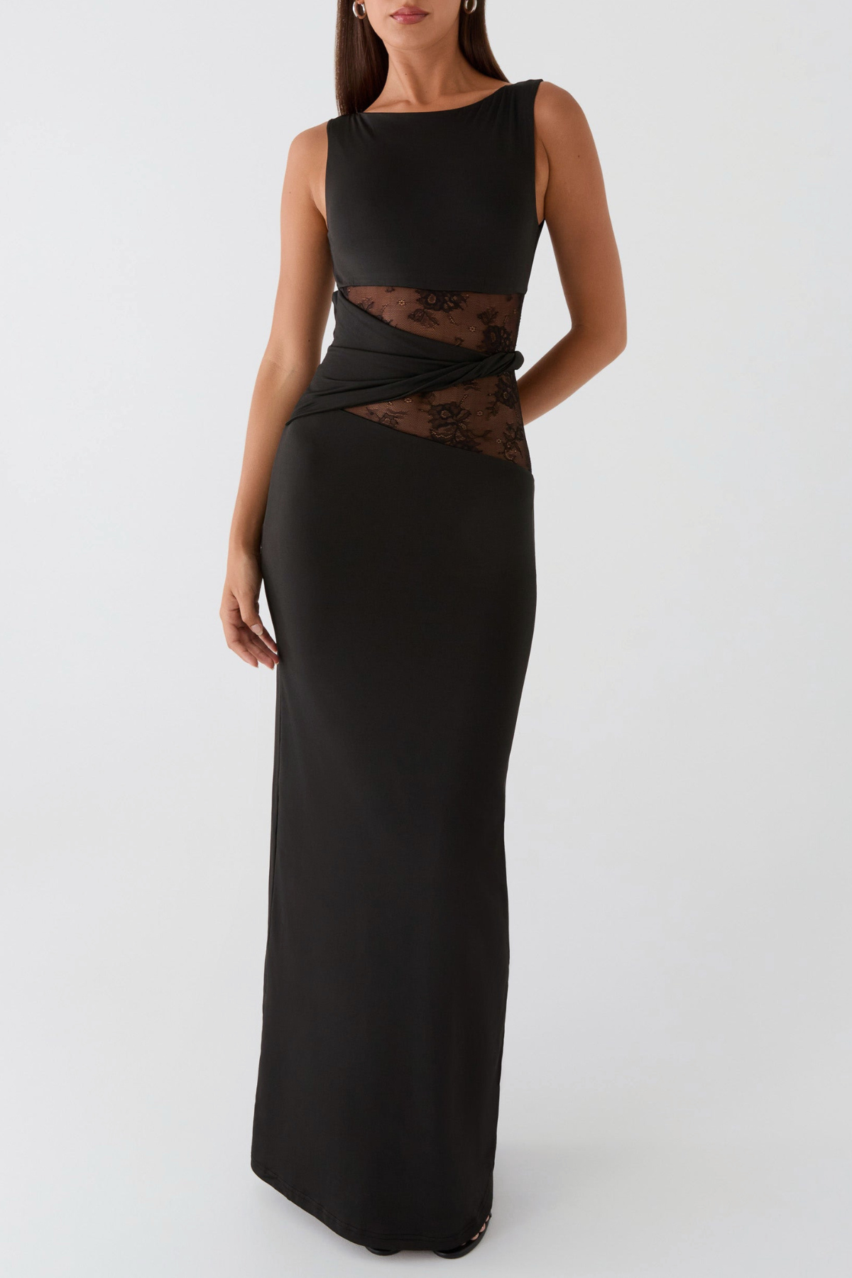 Araluen Sleeveless Lace Maxi Dress - Black