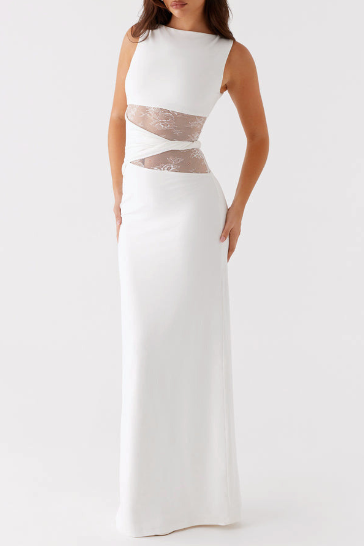 Araluen Sleeveless Lace Maxi Dress - White