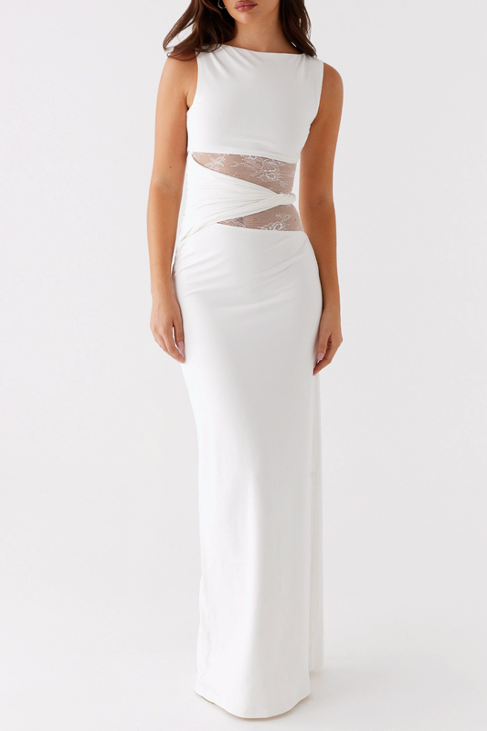 Araluen Sleeveless Lace Maxi Dress - White