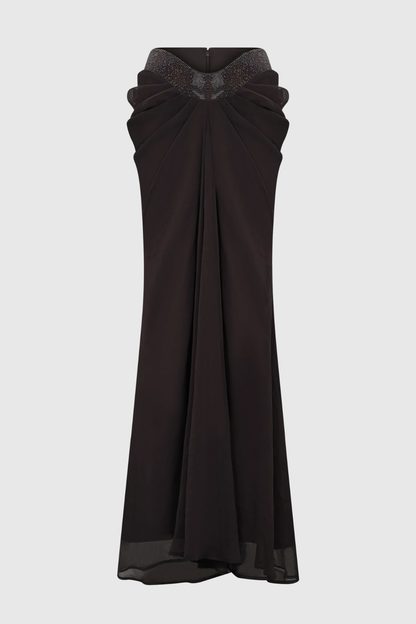 Arcelia Halter Crystal Top & Maxi Skirt Set