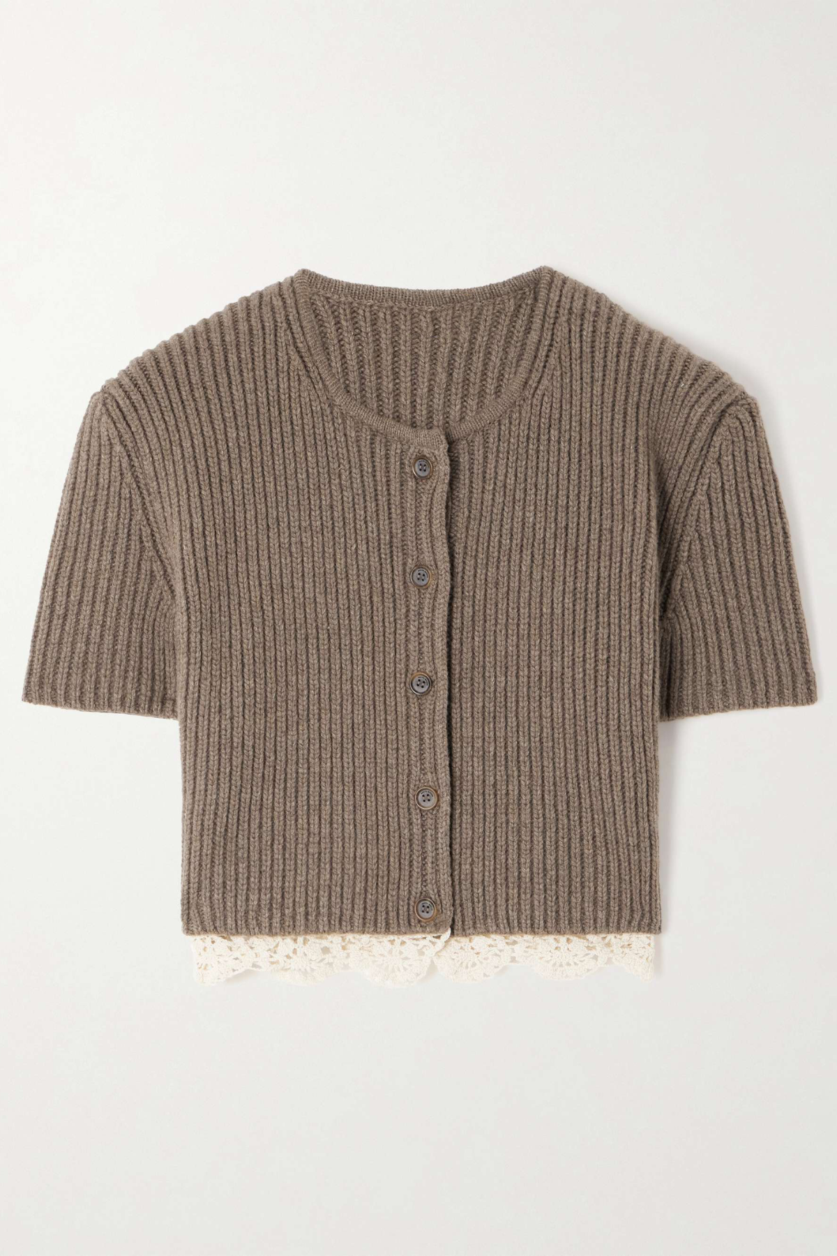Ardesia Crochet-trimmed Knit Set -Khaki